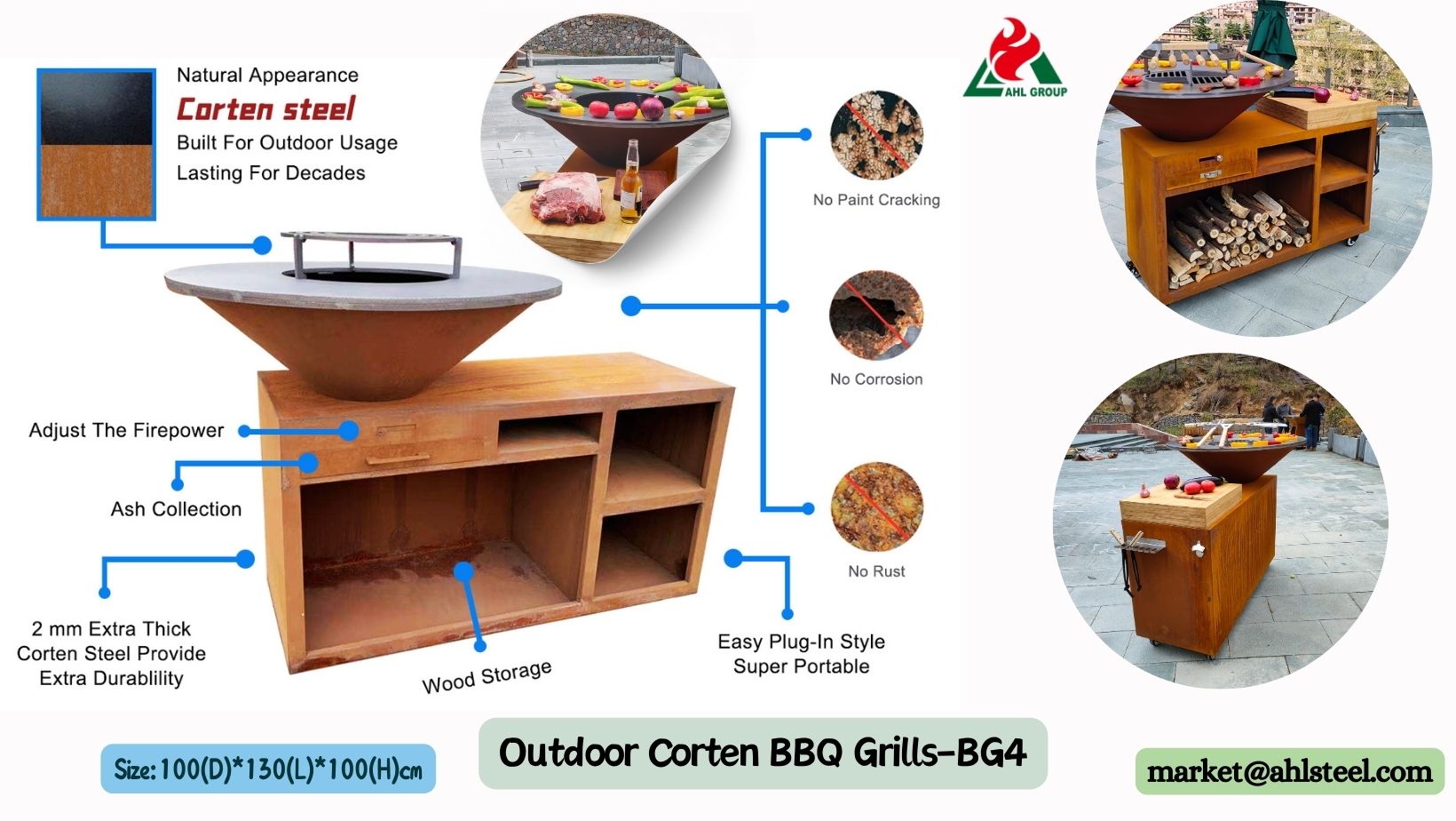 Hot Sale Outdoor BBQ Grills in Corten- BG4&CORTEN bbq grills for sale&corten grills